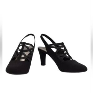 Impo Black Crisscross Slingback Heels